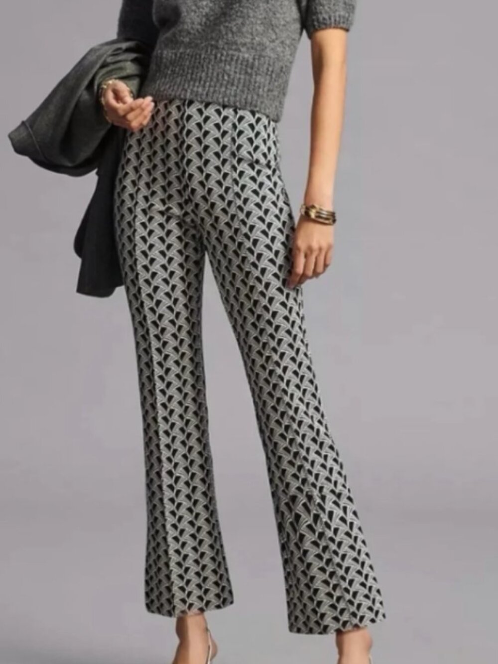 Anthropologie Grey Geometric Ankle Pants